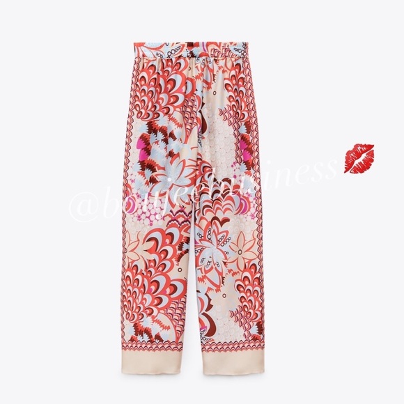 ZARA BNWT Flowy Printed Shirt and Scarf + Pants 3pc Coord Set - Picture 6 of 7